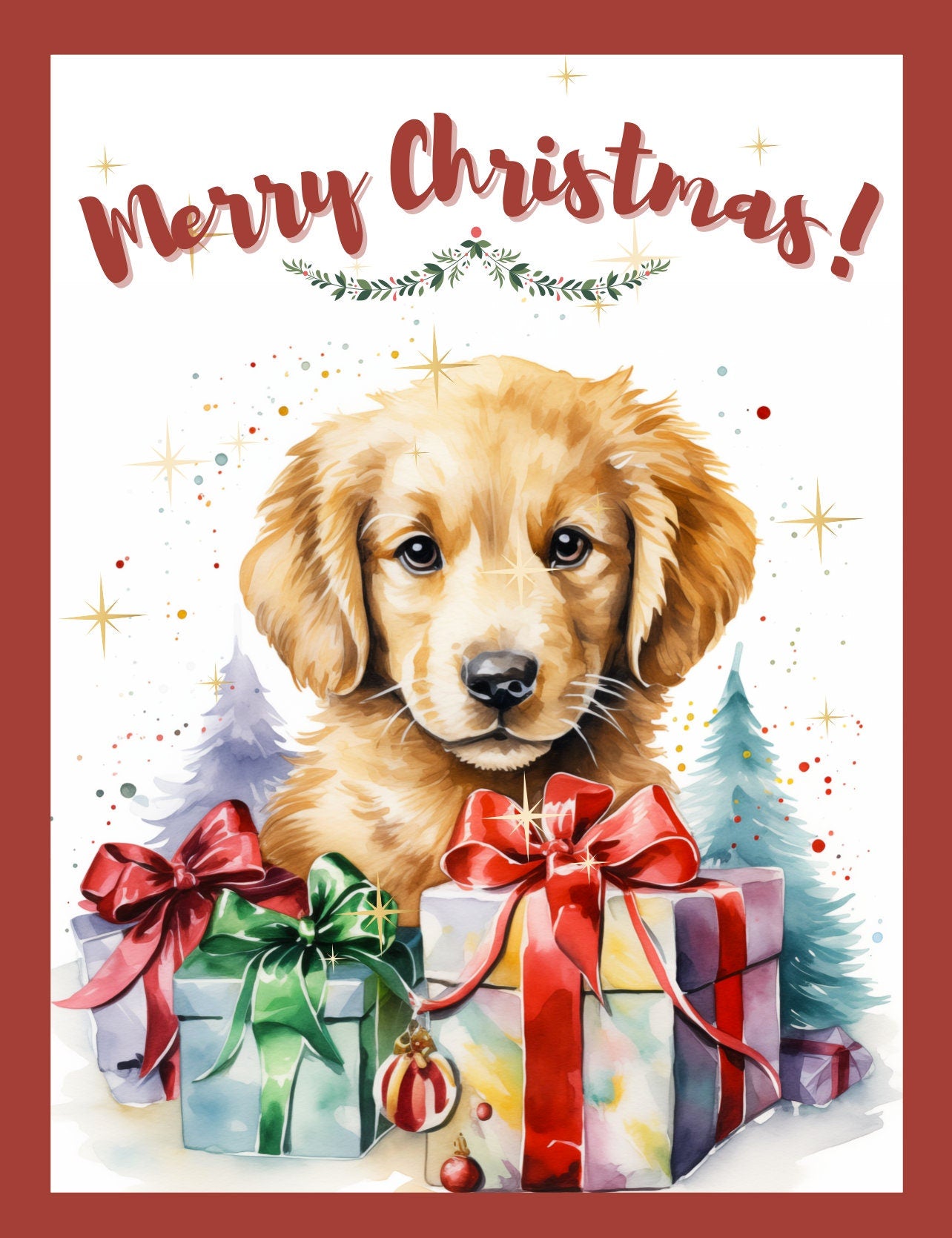Printable Puppy Dog Christmas Cards with Labrador Trio