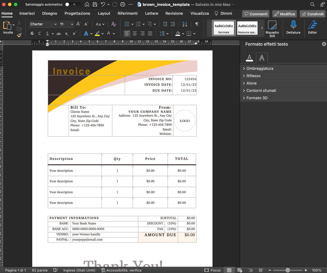 Blululi Brown Invoice Template: Small Business Solution - US Letter Size