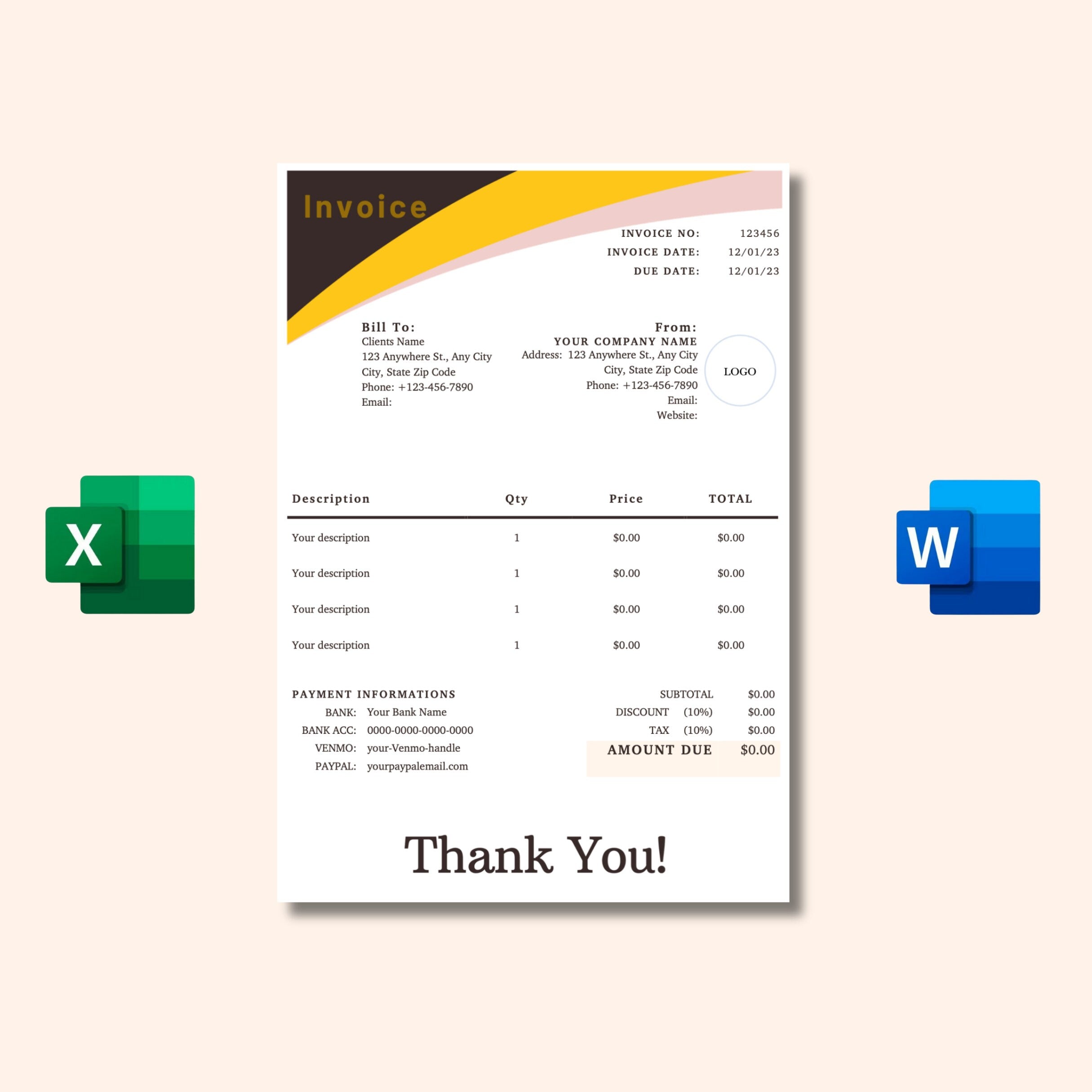 Blululi Brown Invoice Template: Small Business Solution - US Letter Size