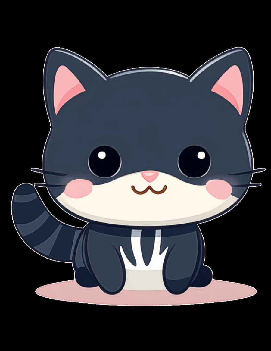 Süße Kawaii Katzen ClipArt, 37 PNG Katzen ClipArt, transparenter Hintergrund, süße Katzen Kawaii Stil, digitales Scrapbooking, süßes POD Design, Bekleidung