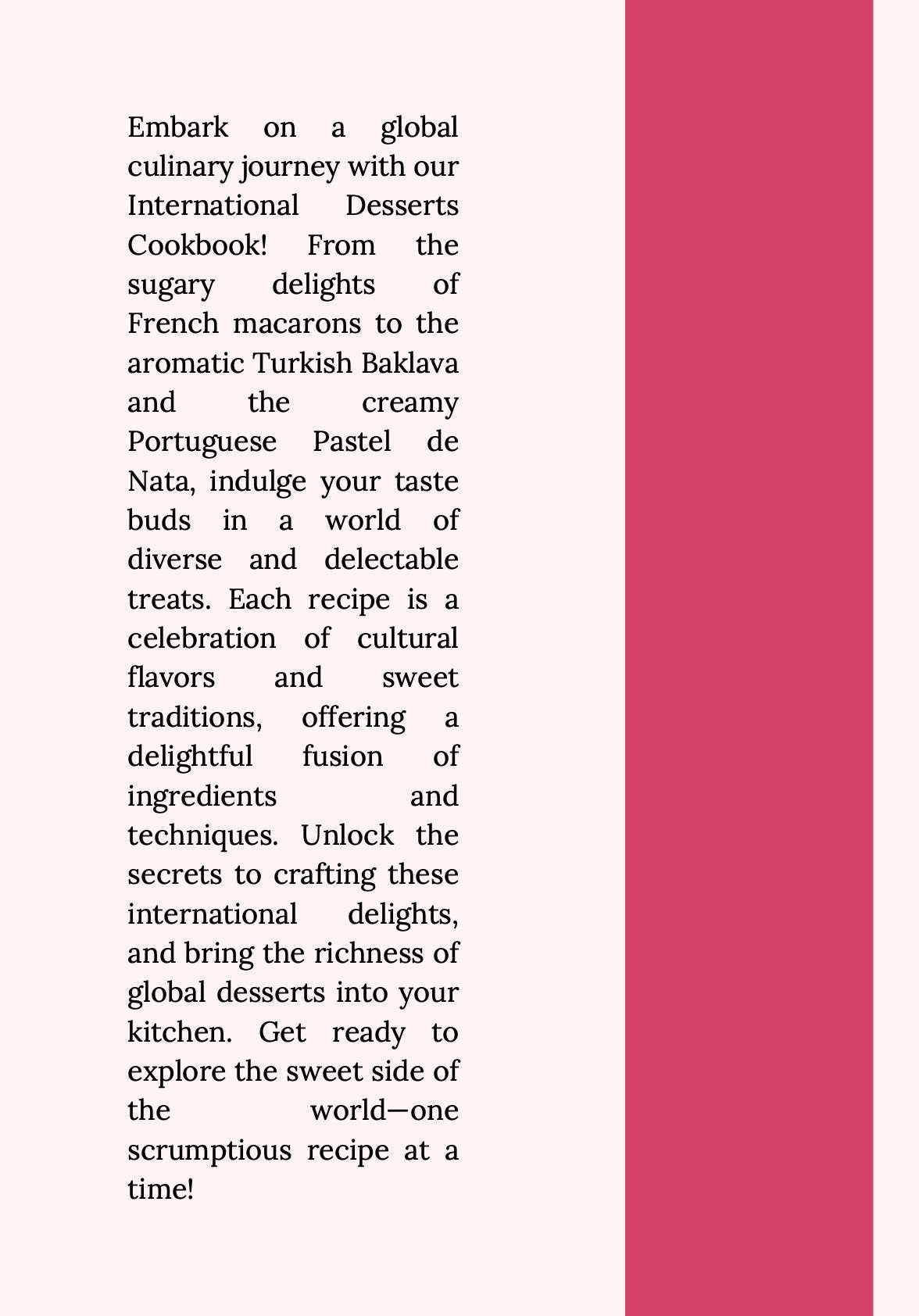 Vorlage für Dessertrezepte – die süße Welt internationaler Desserts, Canva-Vorlage mit Donuts, Tiramisù, Macarons und mehr!
