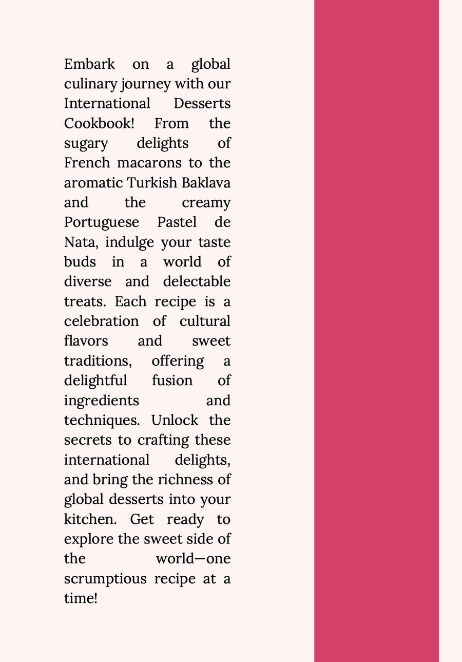 Vorlage für Dessertrezepte – die süße Welt internationaler Desserts, Canva-Vorlage mit Donuts, Tiramisù, Macarons und mehr!