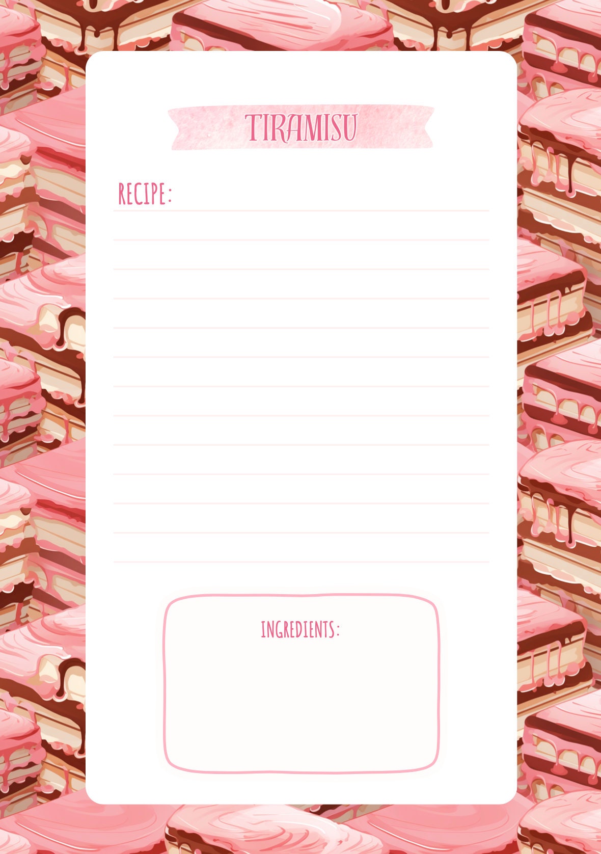 Vorlage für Dessertrezepte – die süße Welt internationaler Desserts, Canva-Vorlage mit Donuts, Tiramisù, Macarons und mehr!