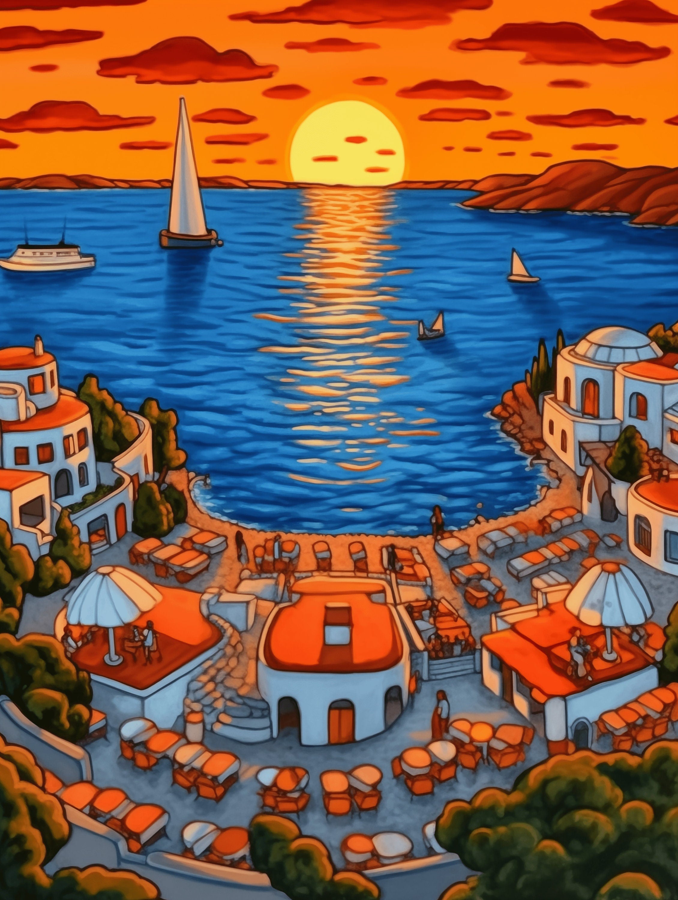 Santorini Dreamscape: 35 Enchanting iPhone Wallpapers - Cartoon Style and Photography, Greek Landscapes, Blue Domes, and More! - Phone Wallpaper