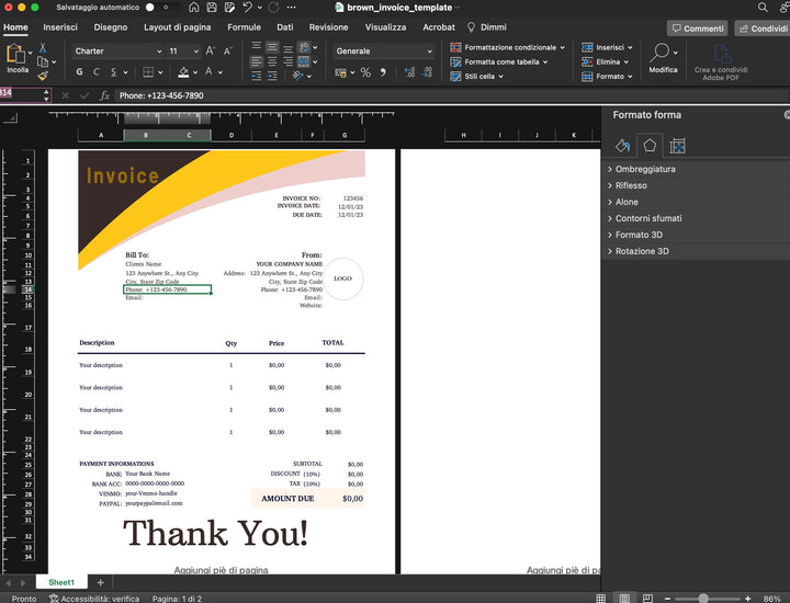 Blululi Brown Invoice Template: Small Business Solution - US Letter Size