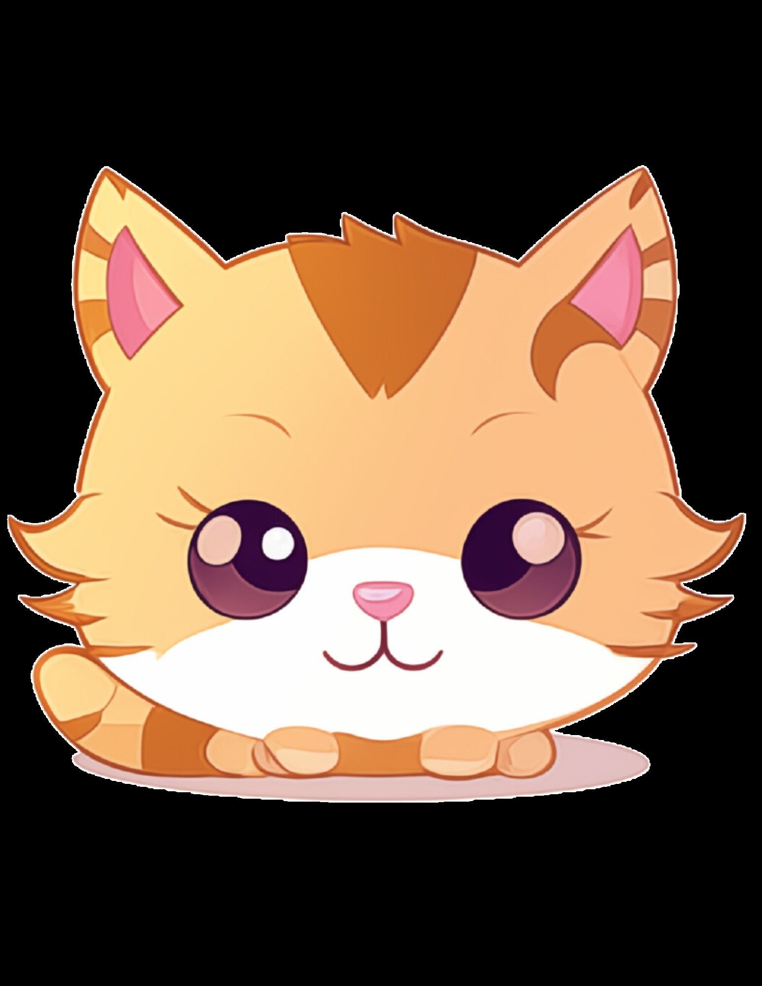 Süße Kawaii Katzen ClipArt, 37 PNG Katzen ClipArt, transparenter Hintergrund, süße Katzen Kawaii Stil, digitales Scrapbooking, süßes POD Design, Bekleidung