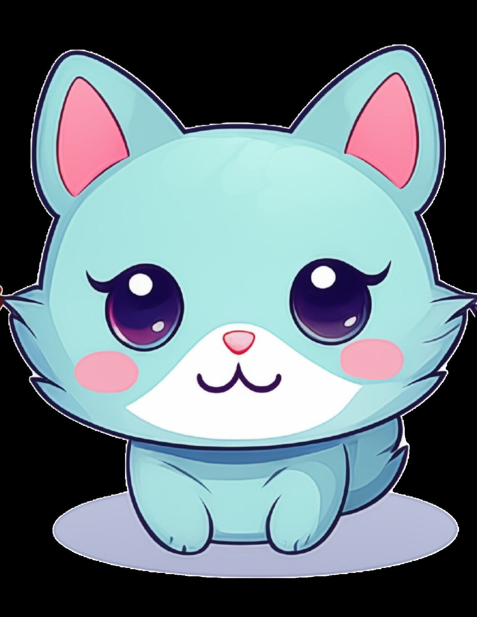 Süße Kawaii Katzen ClipArt, 37 PNG Katzen ClipArt, transparenter Hintergrund, süße Katzen Kawaii Stil, digitales Scrapbooking, süßes POD Design, Bekleidung