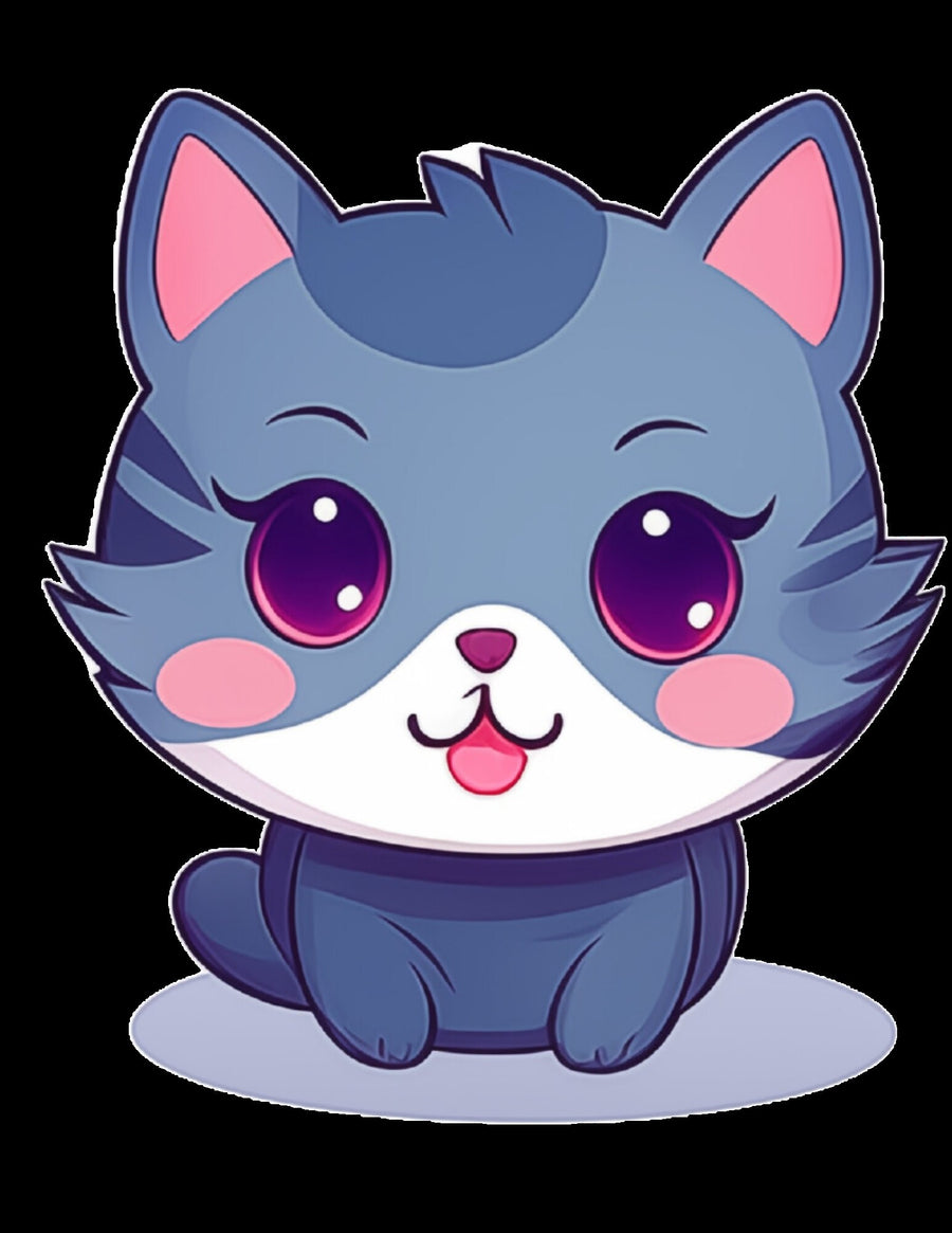Süße Kawaii Katzen ClipArt, 37 PNG Katzen ClipArt, transparenter Hintergrund, süße Katzen Kawaii Stil, digitales Scrapbooking, süßes POD Design, Bekleidung