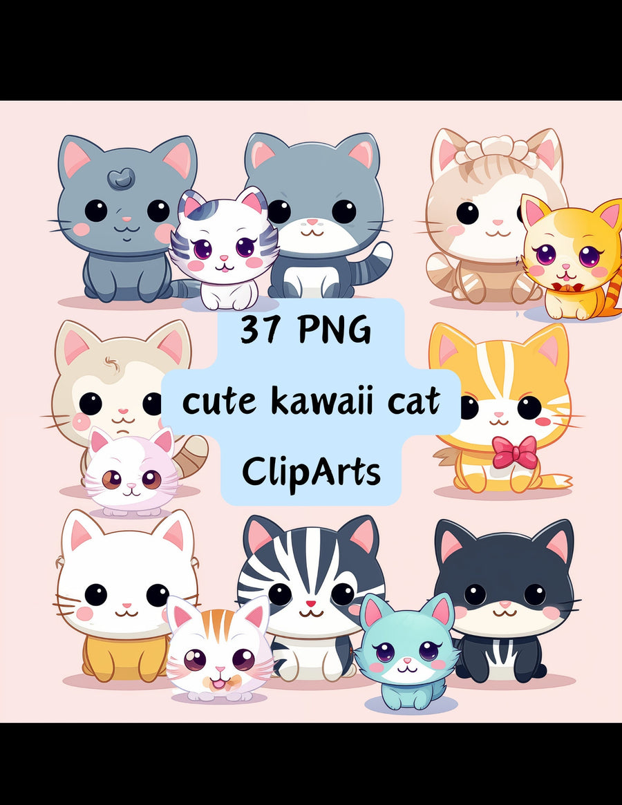 Blululi Süße Kawaii Katzen ClipArt - 37 PNG Katzen ClipArt