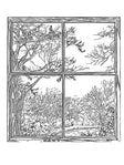 Printable digital coloring pages featuring 13 stunning landscape views from a window, including nature scenes and beautiful landscapes for coloring