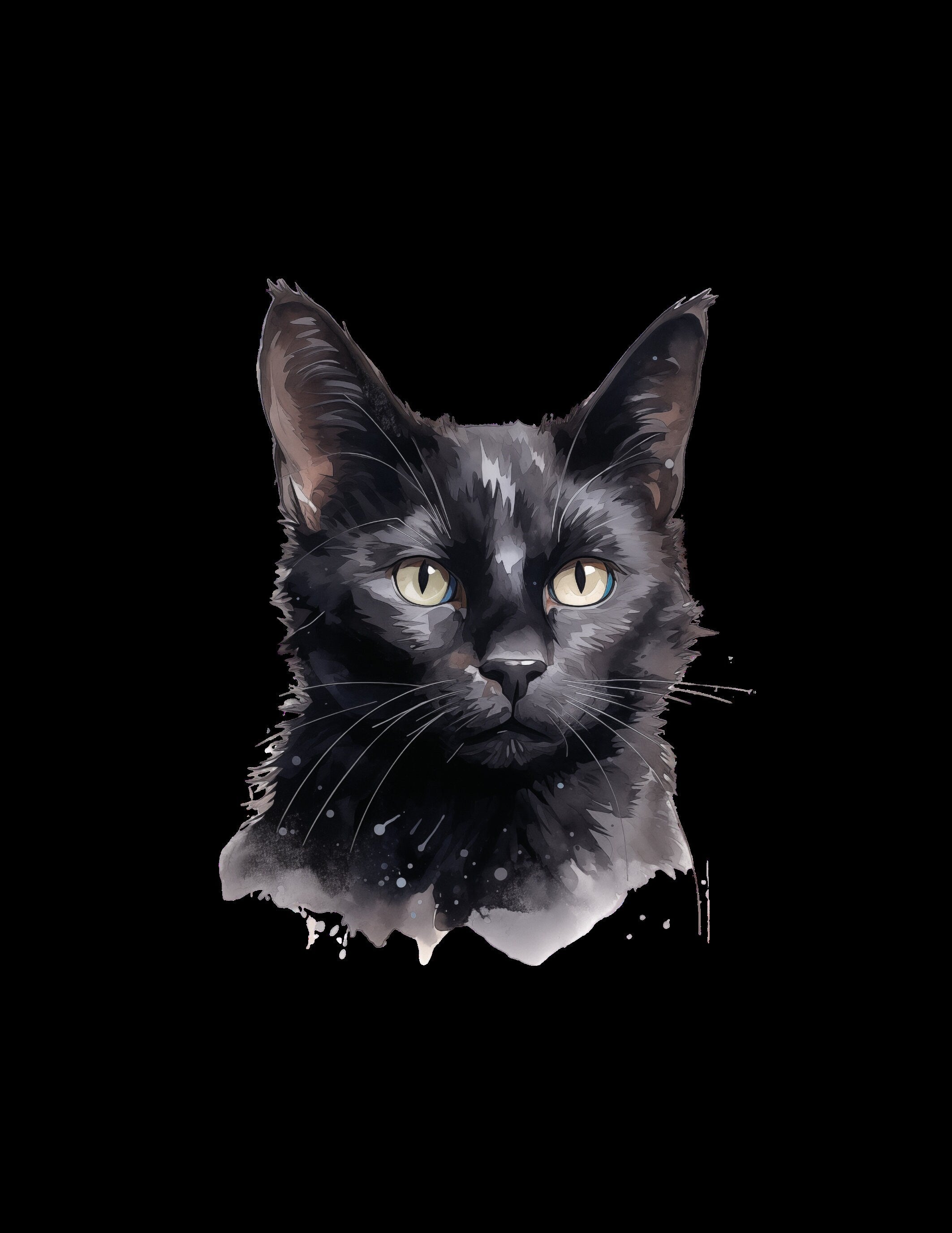 101 Aquarell Schwarze Katzen PNG ClipArts - Aquarell ClipArt, Süße schwarze Katzen, Transparenter Hintergrund PNG ClipArt, Schwarze Katzen Clipart Bundle