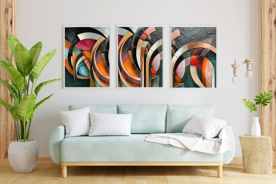  Contemporary Art Deco Wall Art with intricate shapes and lines 