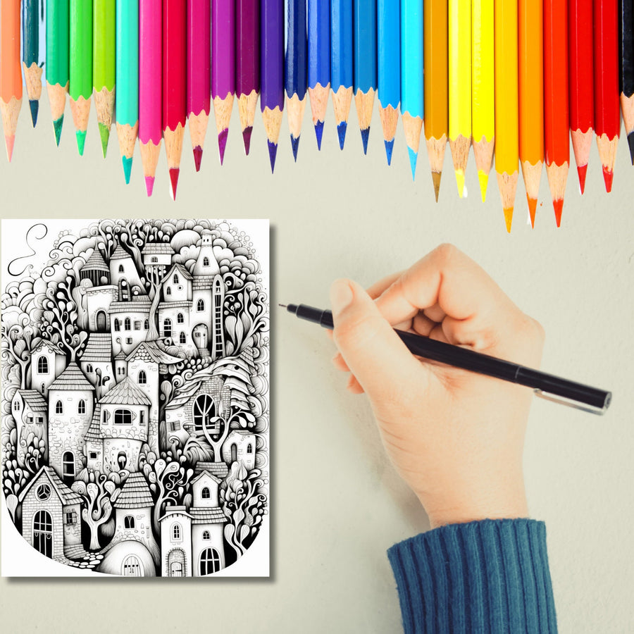 Get lost in the beauty of landscapes with our 139-page coloring book bundle - traditional and reverse coloring options available