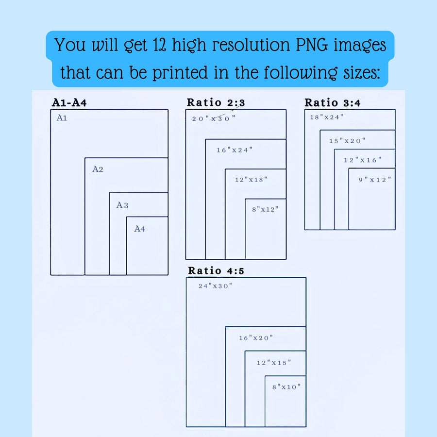 Blululi Minimal Scenery Digital Prints - Contemporary Decor in 4 Sizes