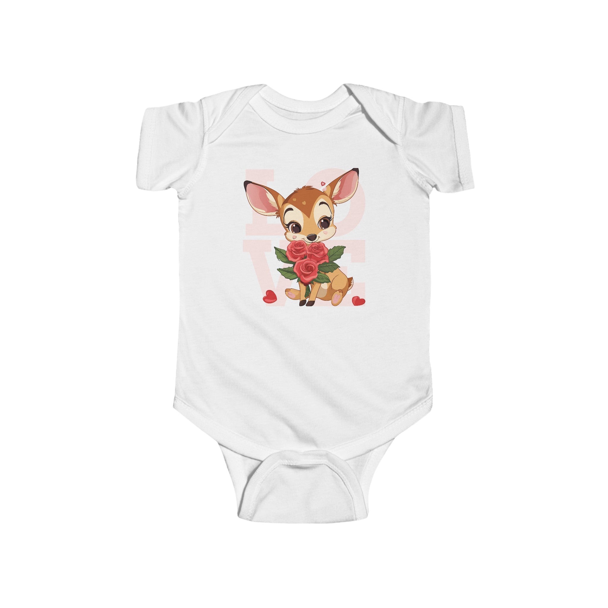 Infant Fine Jersey Bodysuit | Love Cute Cartoon Baby Animals Bodysuit for Kids | Saint Valentine Gift for Little Ones - Blululi