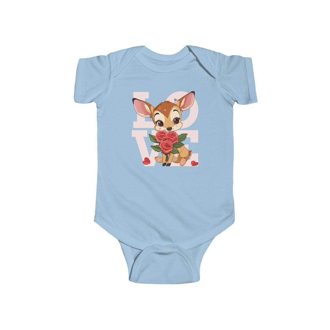 Infant Fine Jersey Bodysuit | Love Cute Cartoon Baby Animals Bodysuit for Kids | Saint Valentine Gift for Little Ones - Blululi