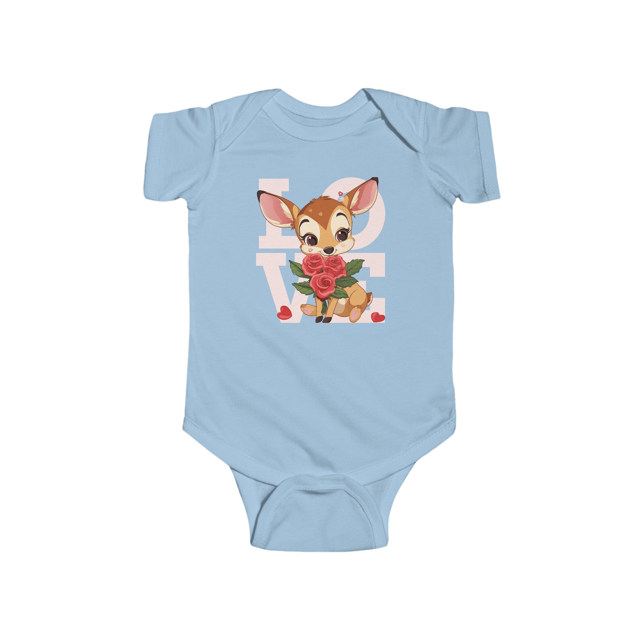 Infant Fine Jersey Bodysuit | Love Cute Cartoon Baby Animals Bodysuit for Kids | Saint Valentine Gift for Little Ones - Blululi