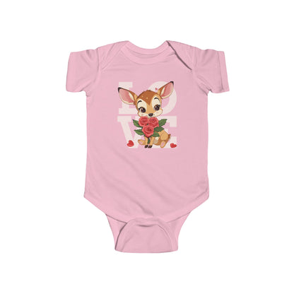 Infant Fine Jersey Bodysuit | Love Cute Cartoon Baby Animals Bodysuit for Kids | Saint Valentine Gift for Little Ones - Blululi