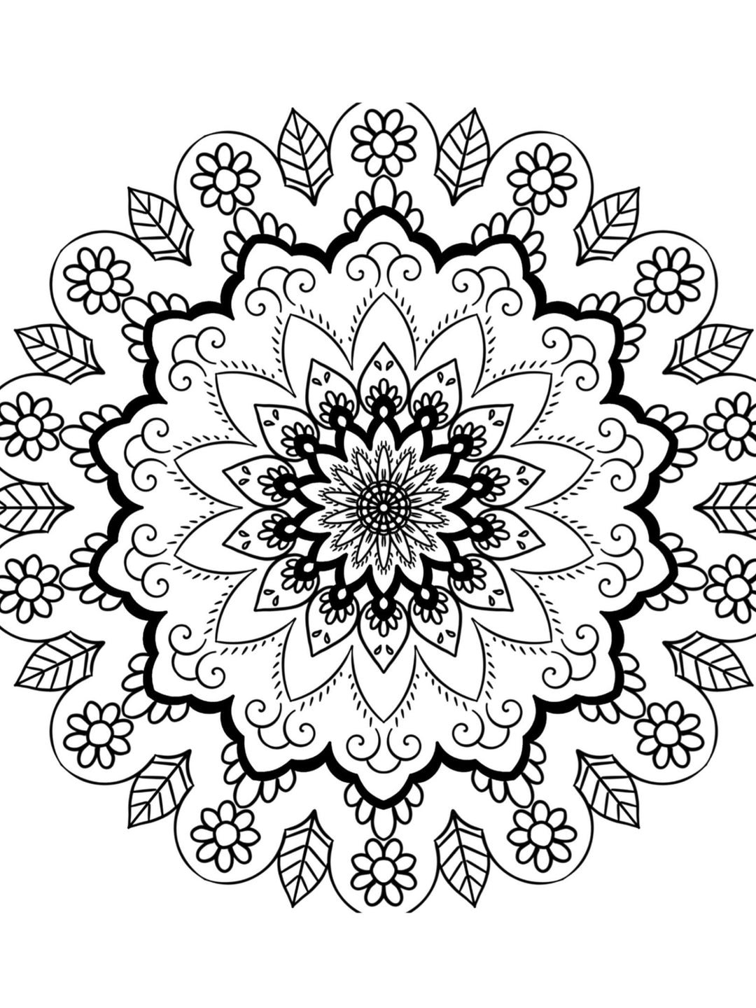 printable mandala coloring page – 19 hand-drawn pages PDF download
