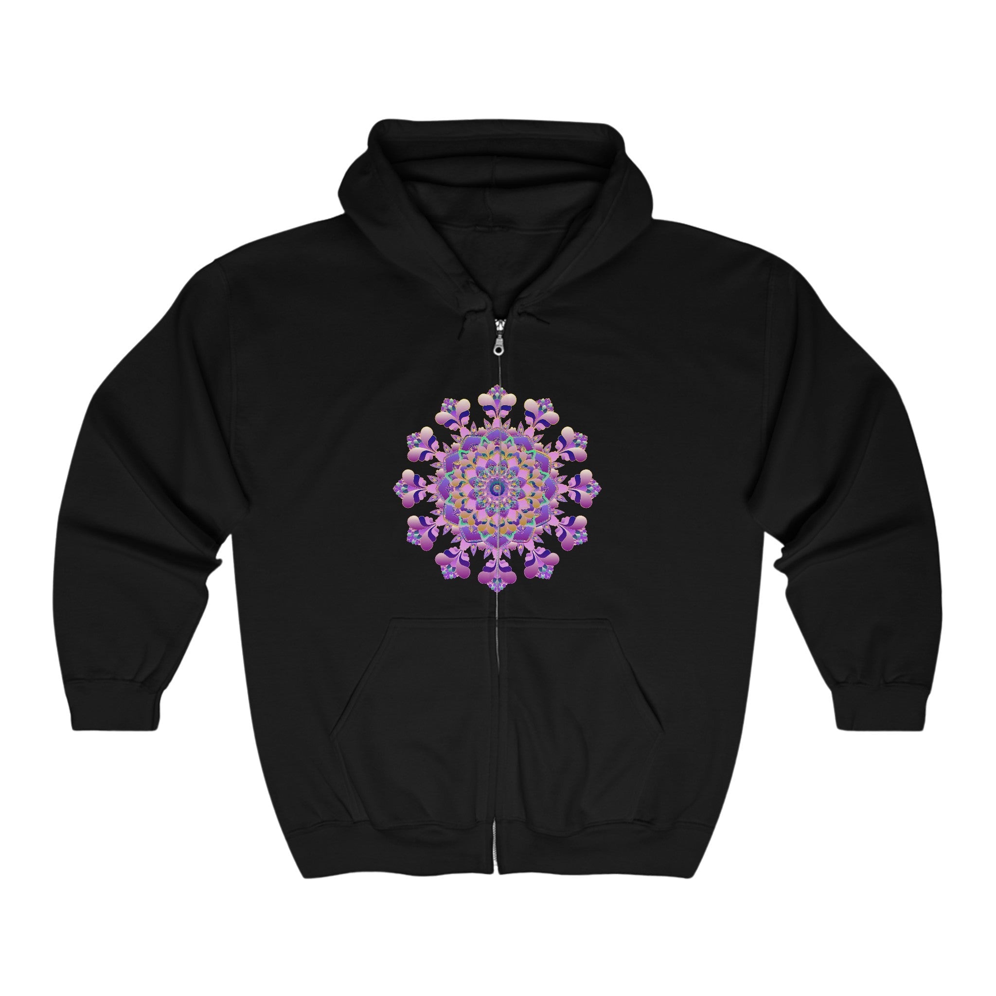 Intricate Floral Mandala Hoodie - Black Hoodie - Blululi