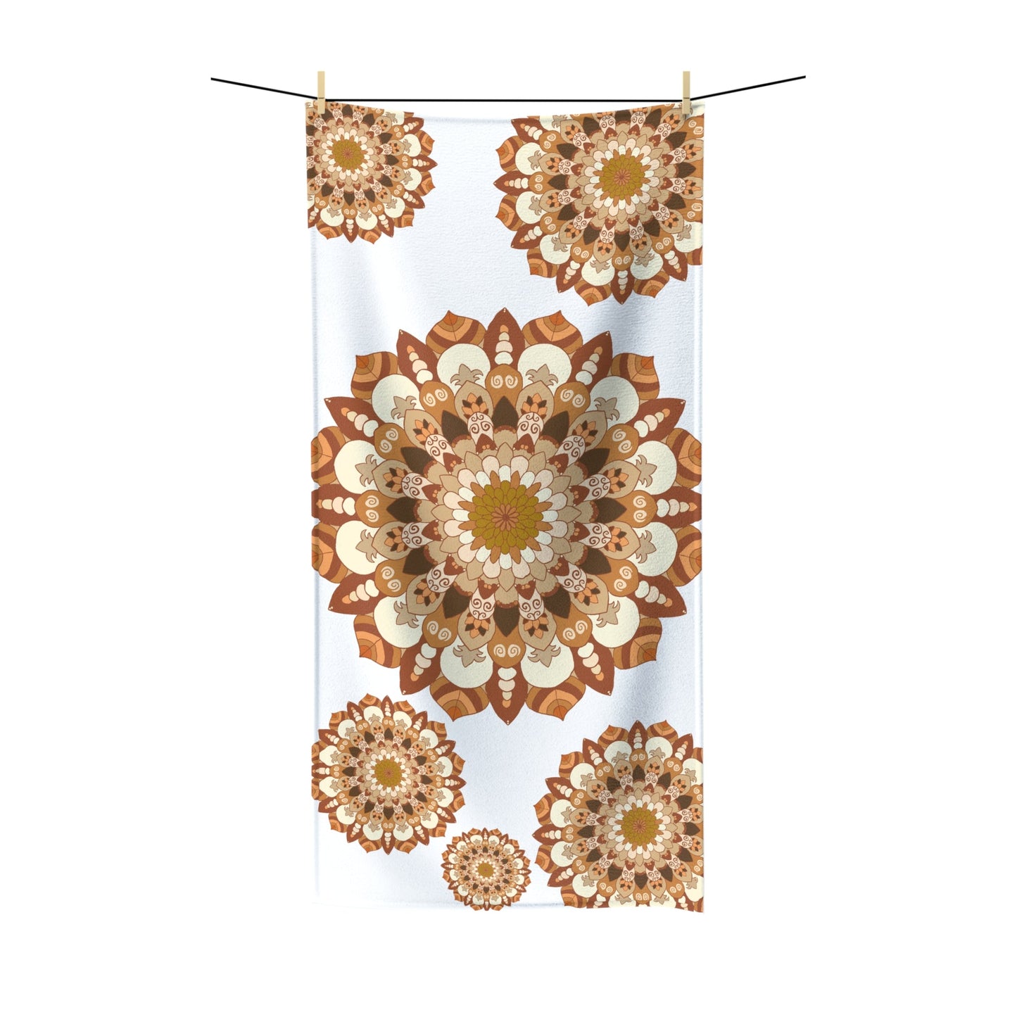 Intricate Mandala Bath Towel - Brown & Gold Home Decor - Blululi