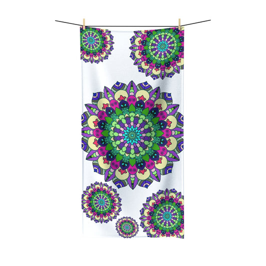 Intricate Mandala Bath Towel - Green, Purple, Pink Home Decor - Blululi