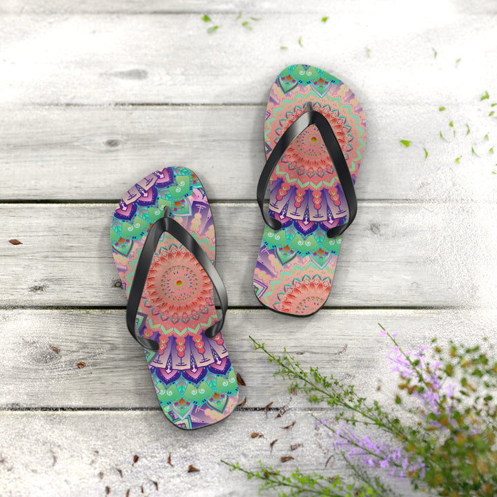 Intricate Mandala Flip Flops - Floral Design Shoes - Blululi