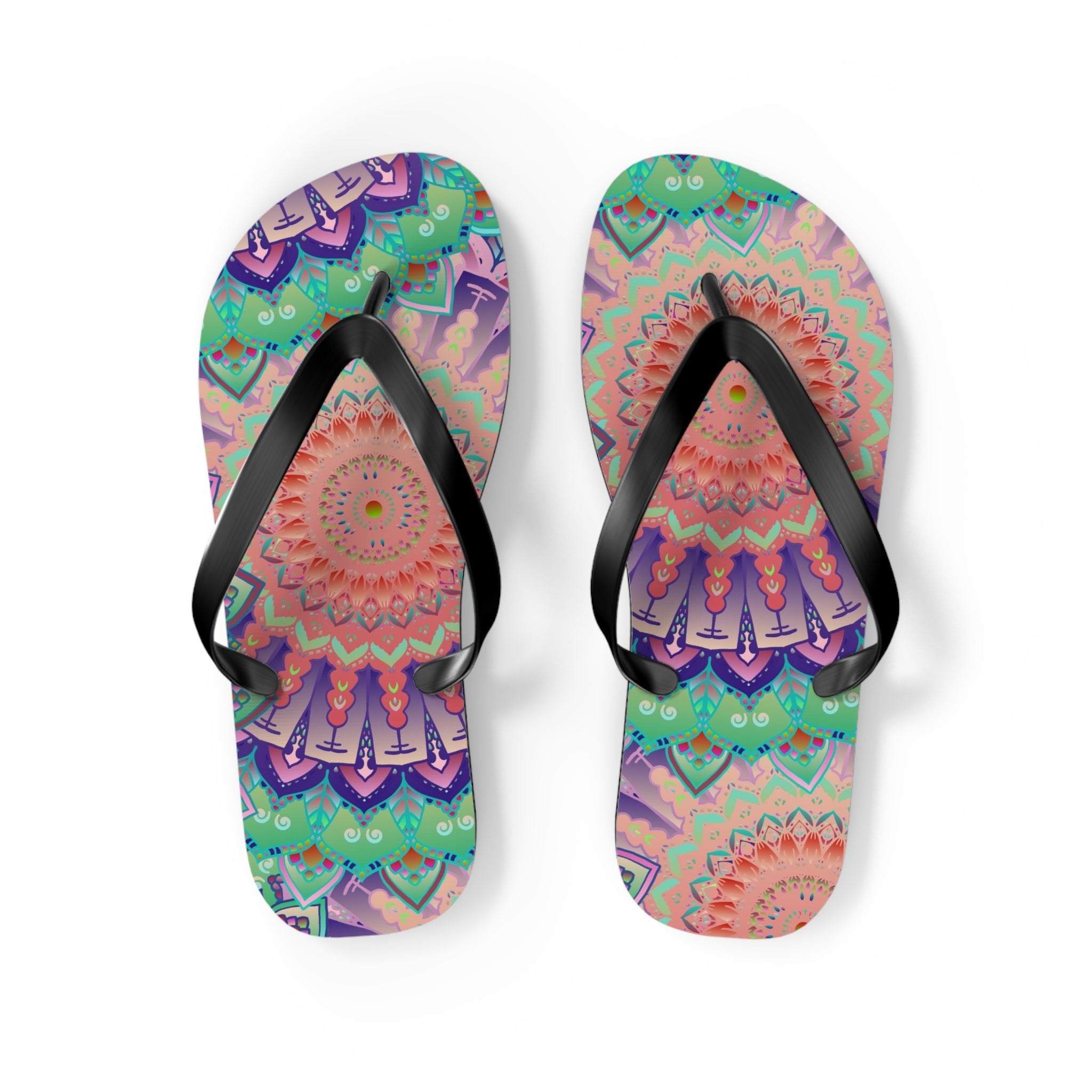 Intricate Mandala Flip Flops - Floral Design Shoes - Blululi