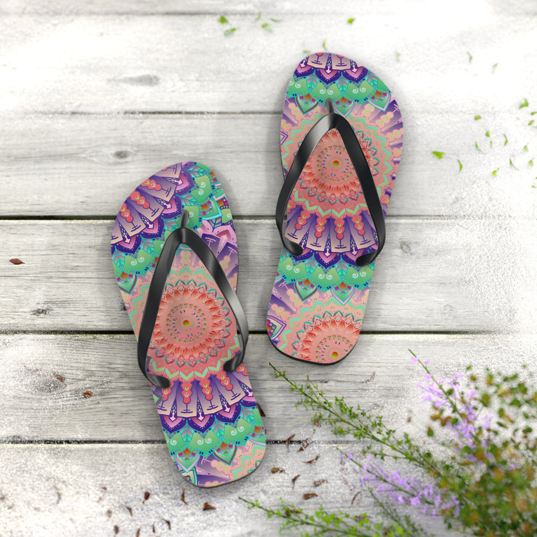 Intricate Mandala Flip Flops - Floral Design Shoes - Blululi