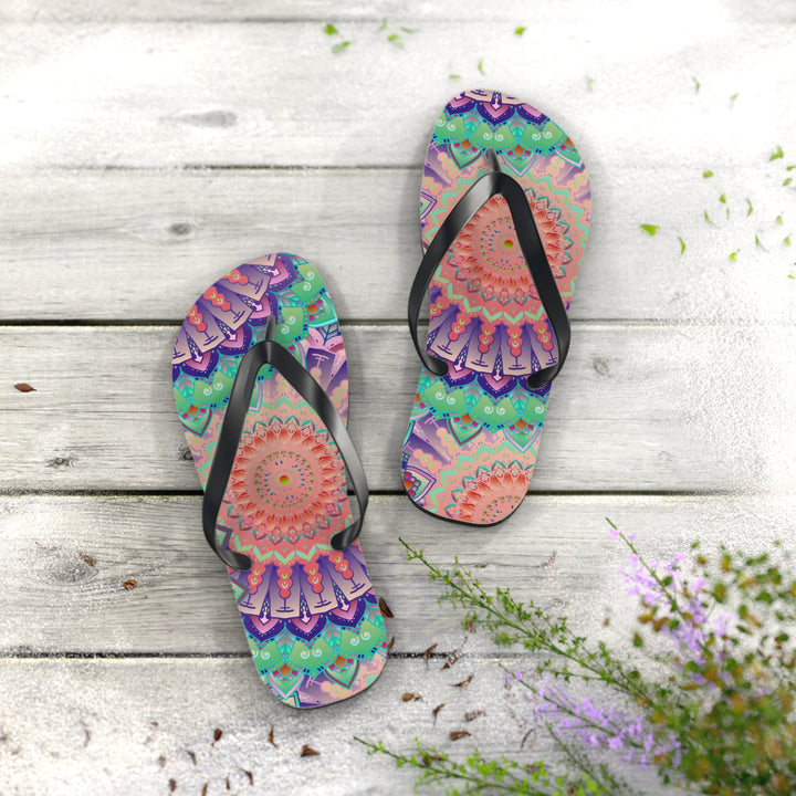 Intricate Mandala Flip Flops - Floral Design Shoes - Blululi