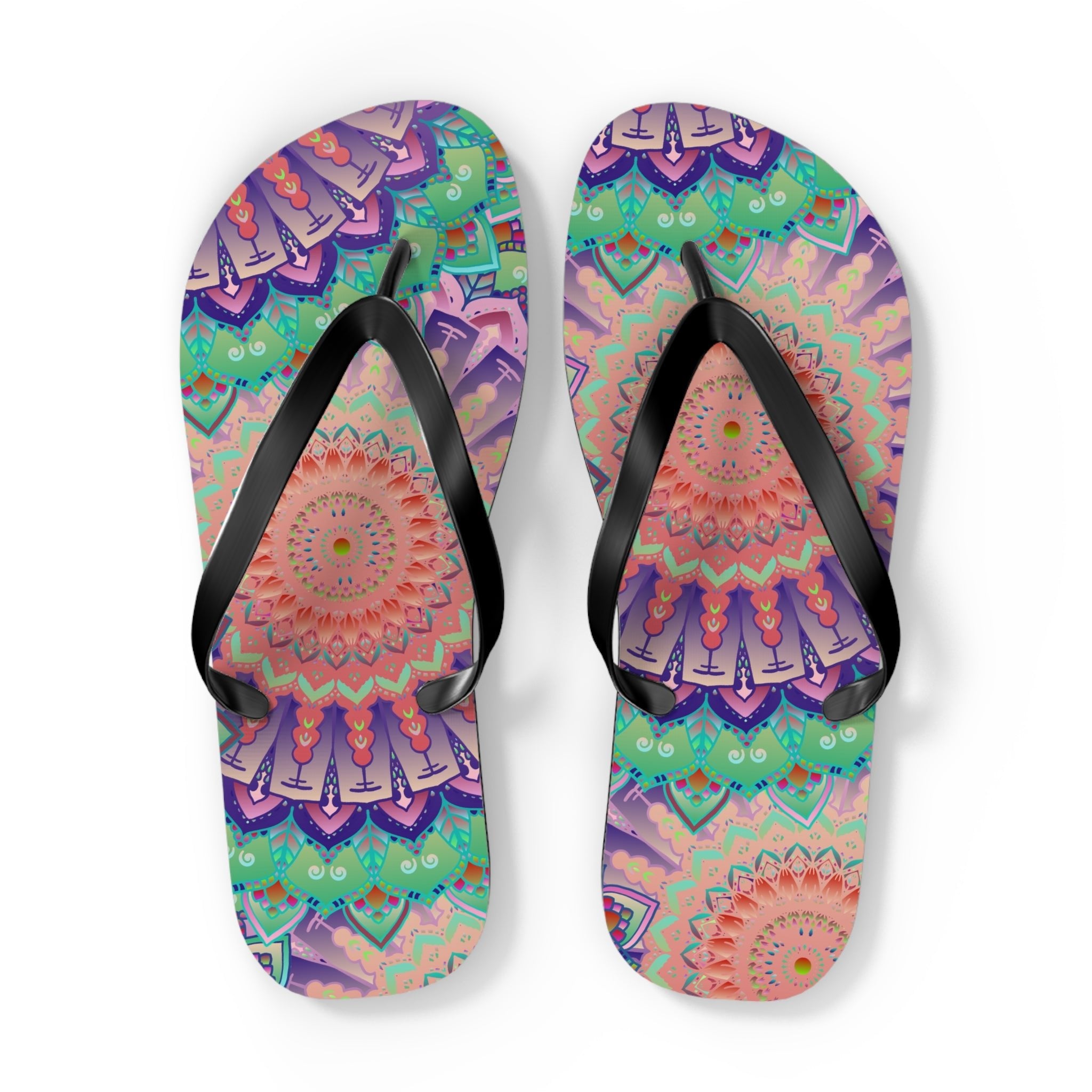 Intricate Mandala Flip Flops - Floral Design Shoes - Blululi