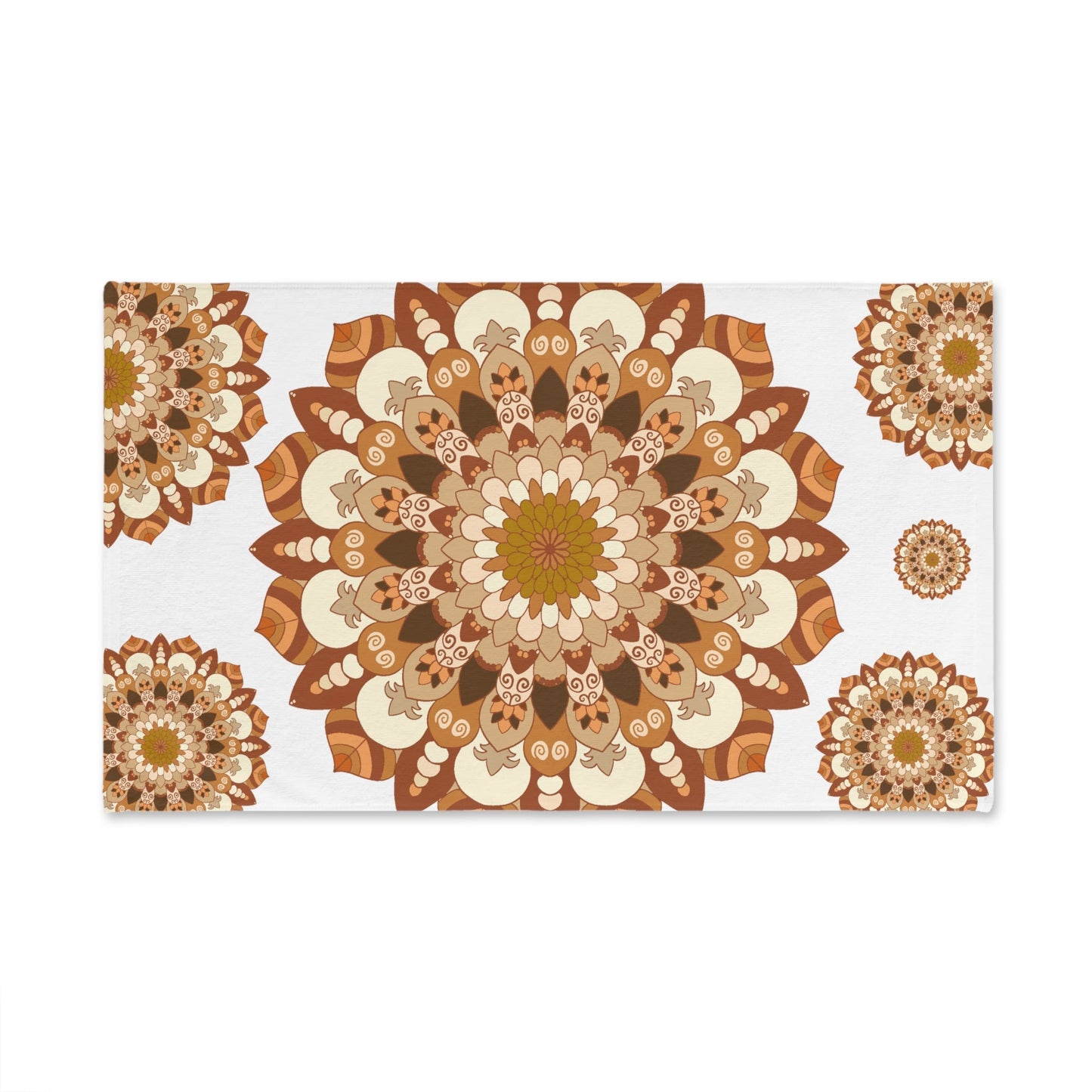 Intricate Mandala Hand Towel - Brown & Gold Home Decor - Blululi