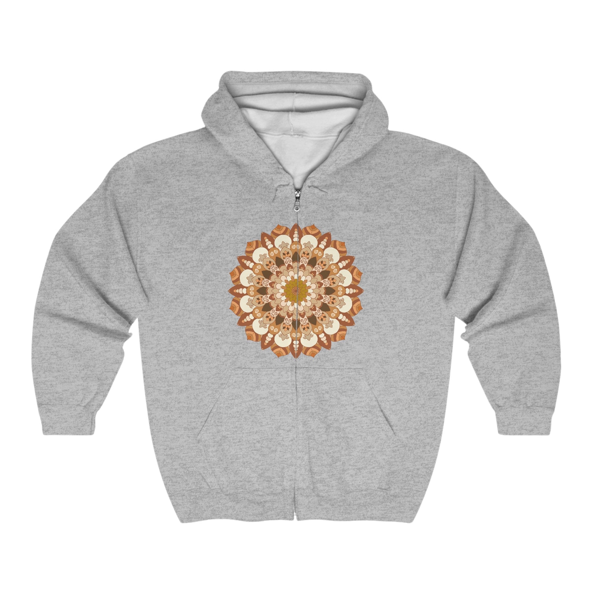 Intricate Mandala Hoodie - Brown & Orange Hoodie - Blululi