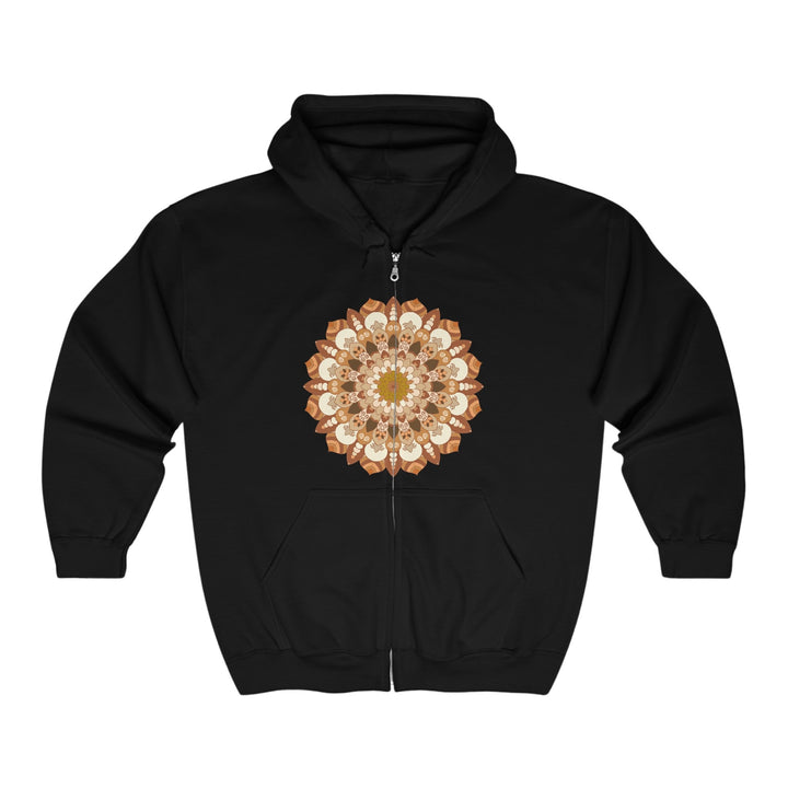 Intricate Mandala Hoodie - Brown & Orange Hoodie - Blululi