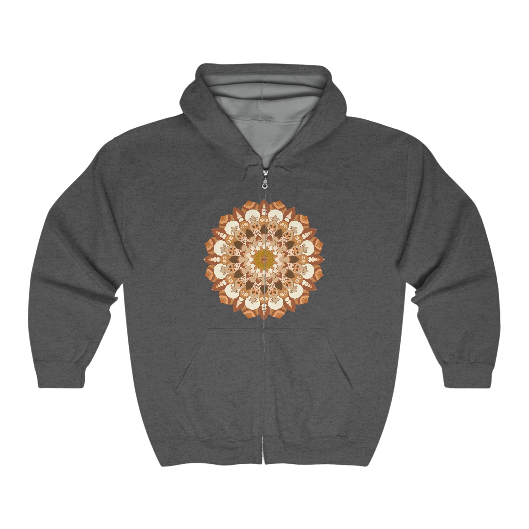 Intricate Mandala Hoodie - Brown & Orange Hoodie - Blululi