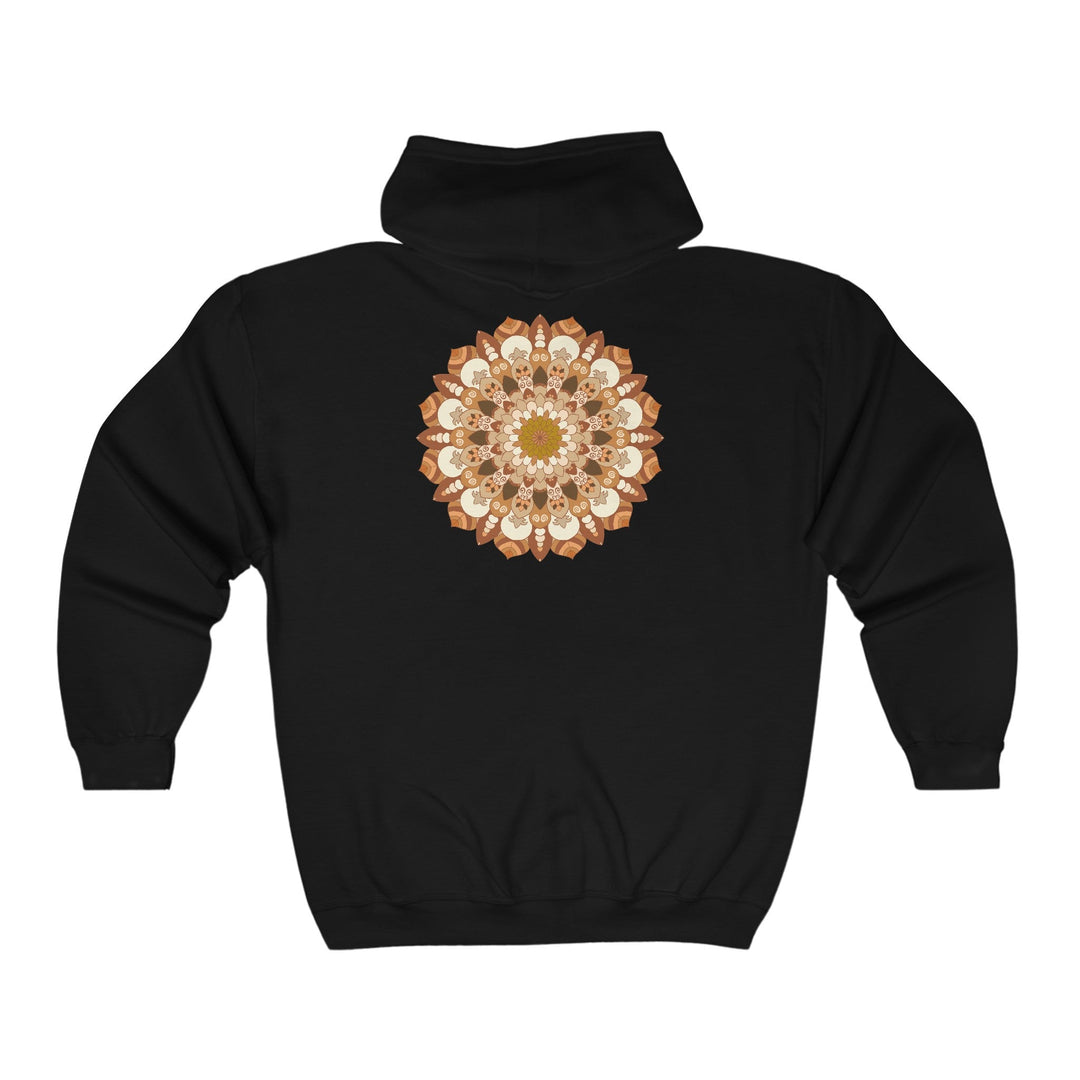 Intricate Mandala Hoodie - Brown & Orange Hoodie - Blululi