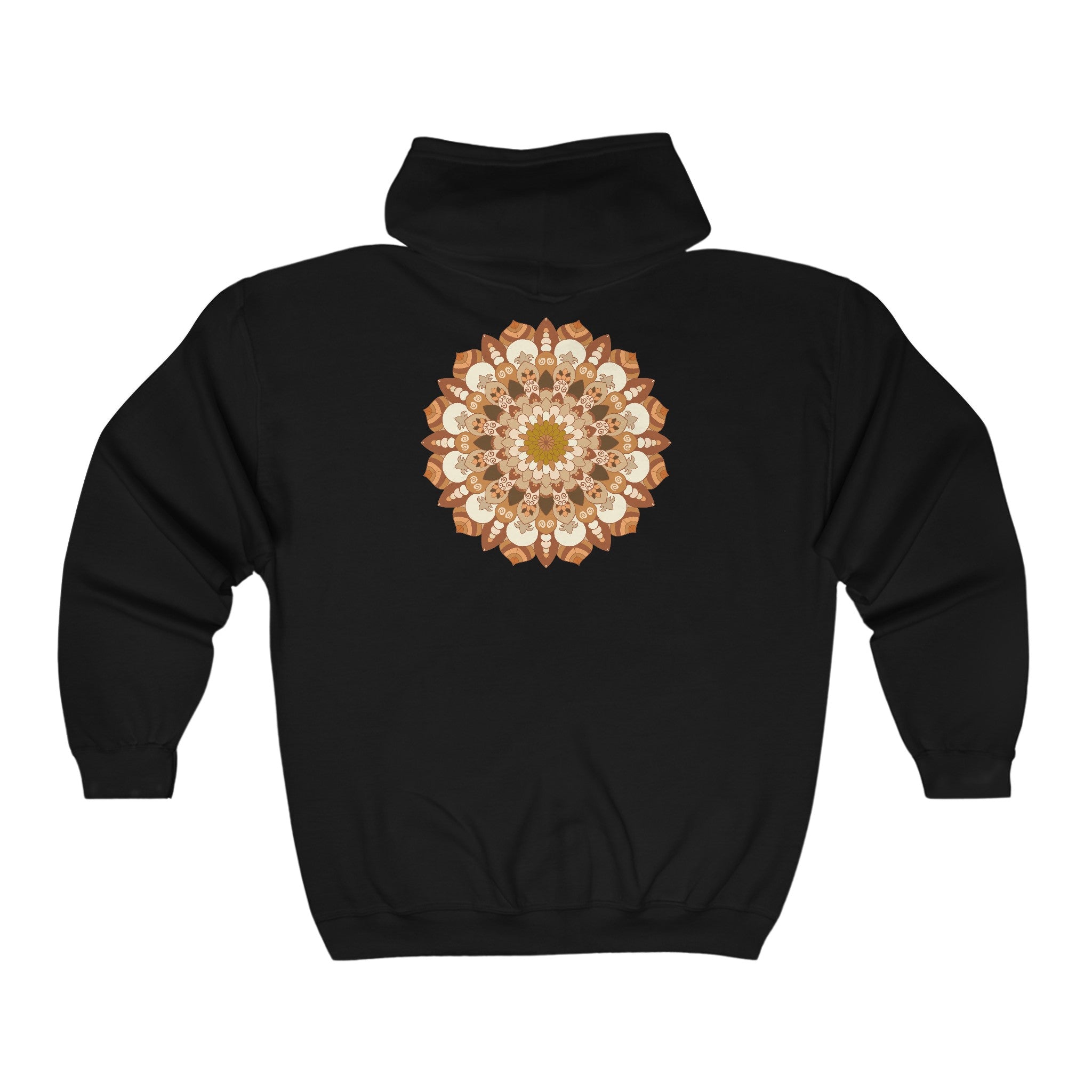 Intricate Mandala Hoodie - Brown & Orange Hoodie - Blululi