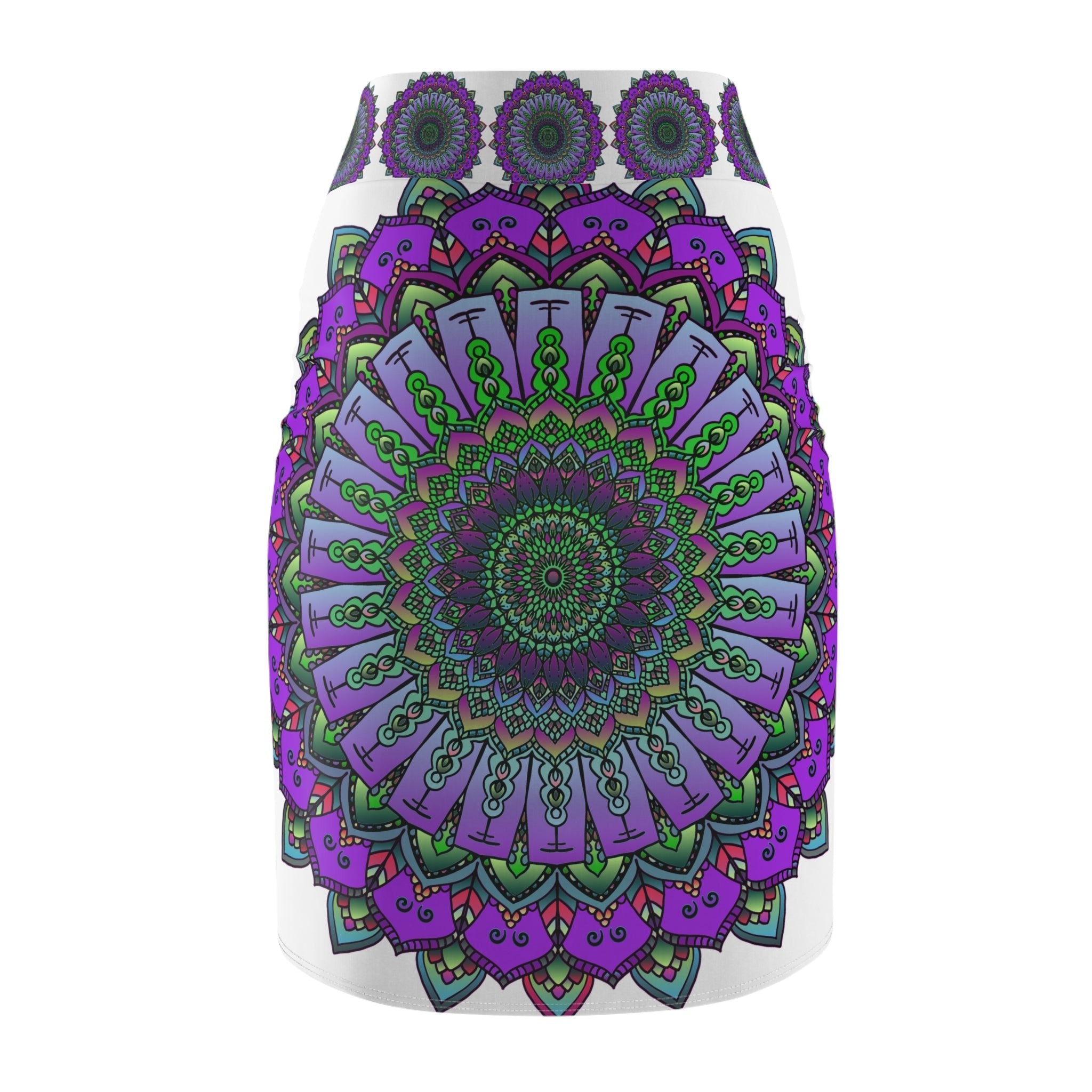 Intricate Mandala Pencil Skirt - Light Purple All Over Prints - Blululi