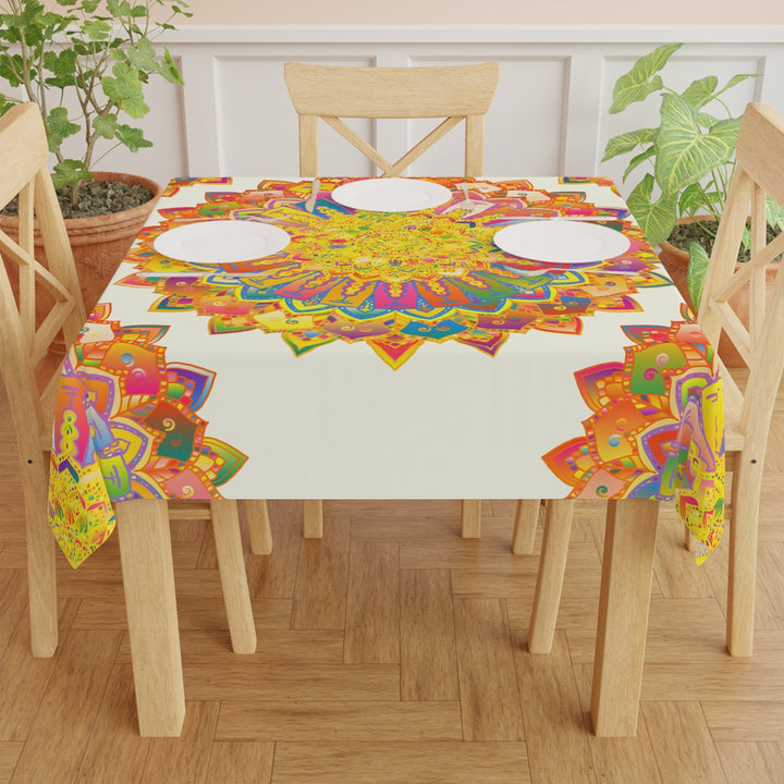 Intricate Mandala Tablecloth, Ivory - Boho Chic Decor Home Decor - Blululi