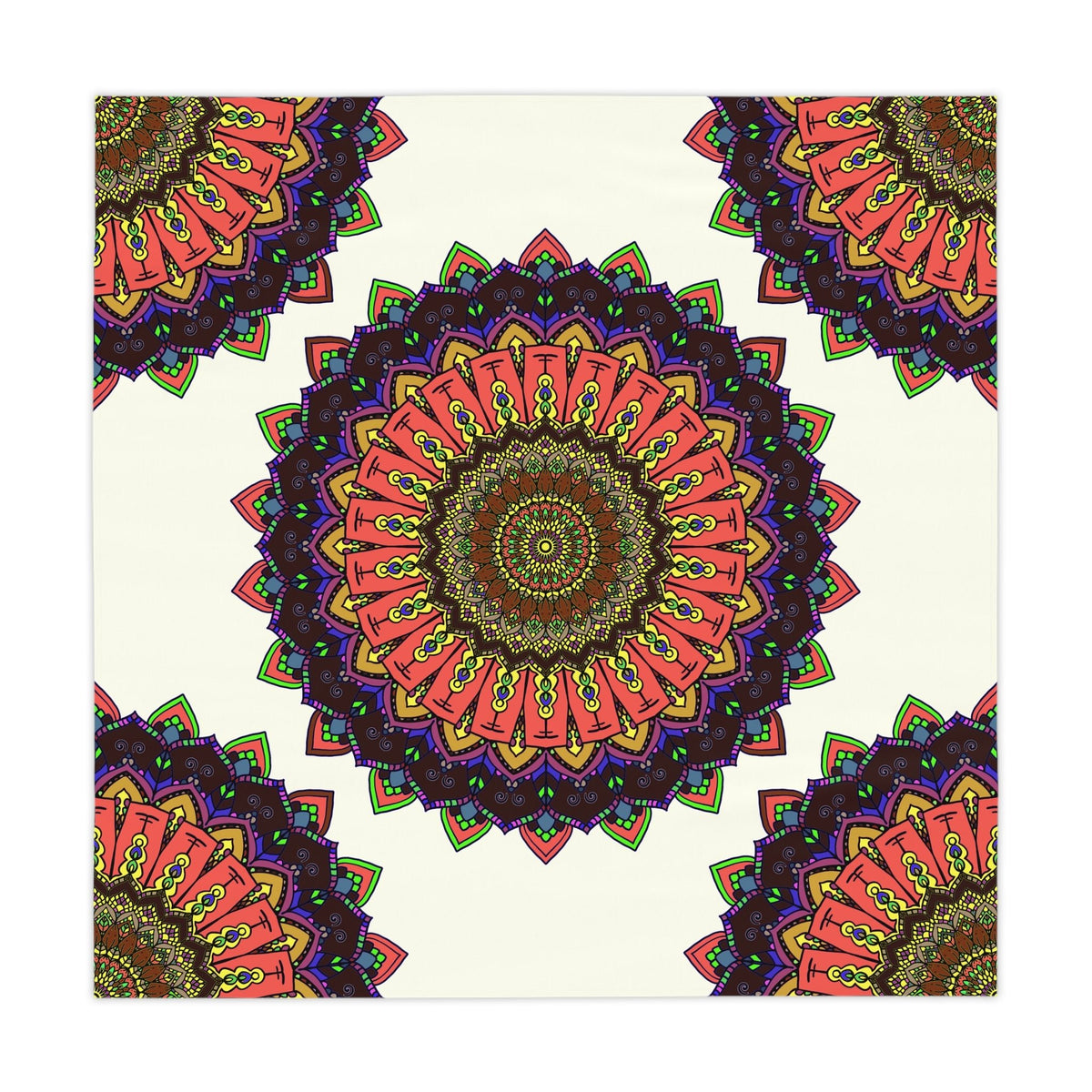 Intricate Mandala Tablecloth, Ivory - Boho Decor Home Decor - Blululi