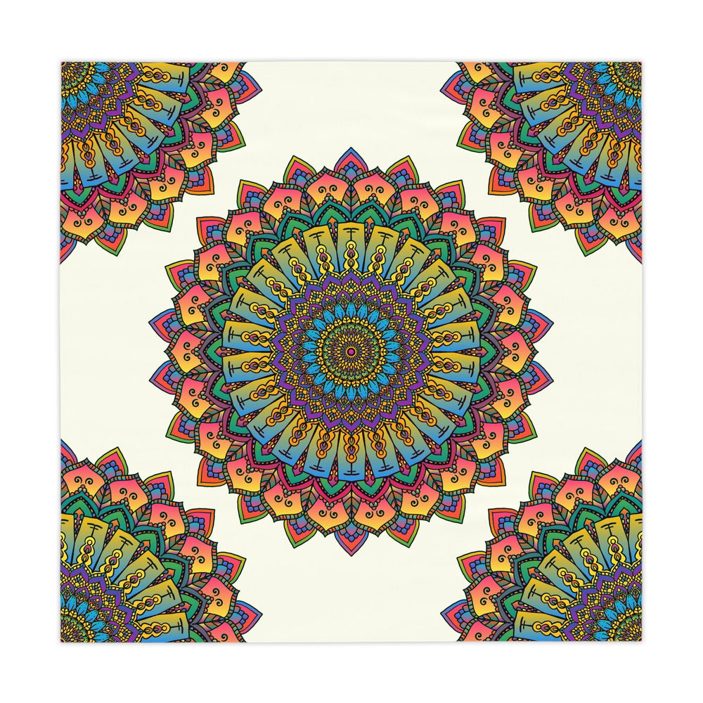 Intricate Mandala Tablecloth - Ivory - Colorful Design Home Decor - Blululi