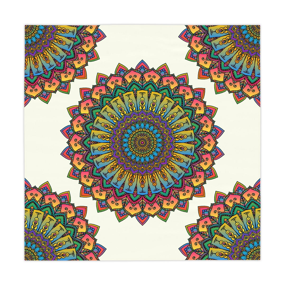 Intricate Mandala Tablecloth - Ivory - Colorful Design Home Decor - Blululi