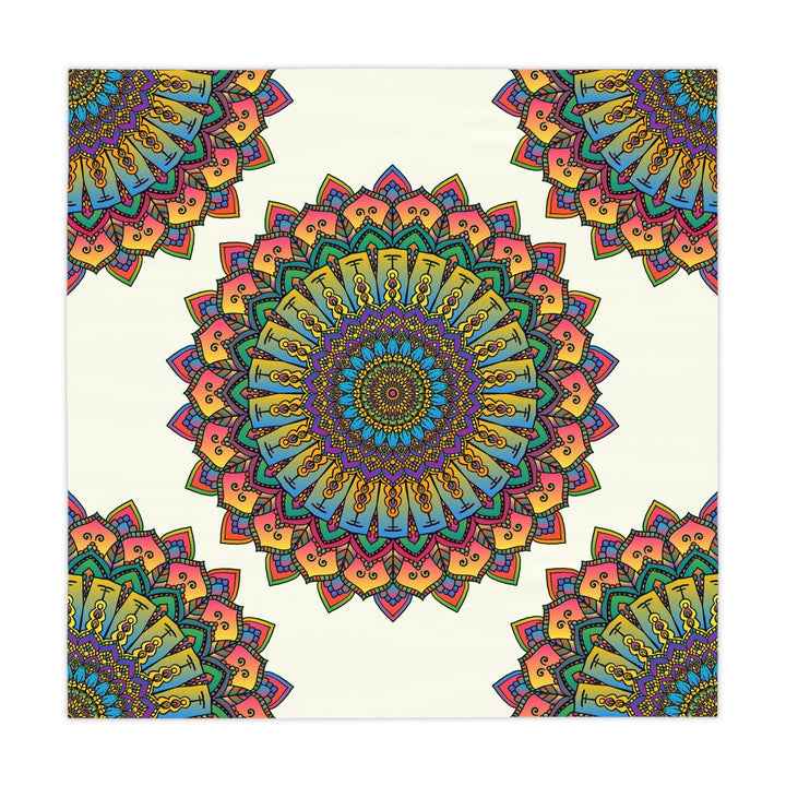 Intricate Mandala Tablecloth - Ivory - Colorful Design Home Decor - Blululi