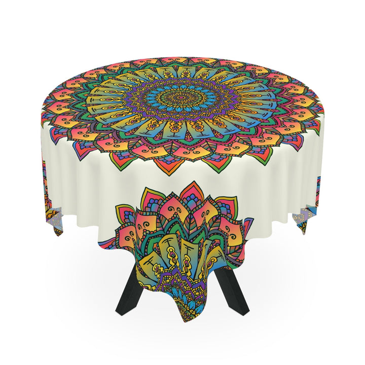 Intricate Mandala Tablecloth - Ivory - Colorful Design Home Decor - Blululi