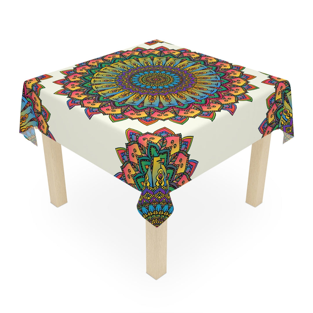 Intricate Mandala Tablecloth - Ivory - Colorful Design Home Decor - Blululi