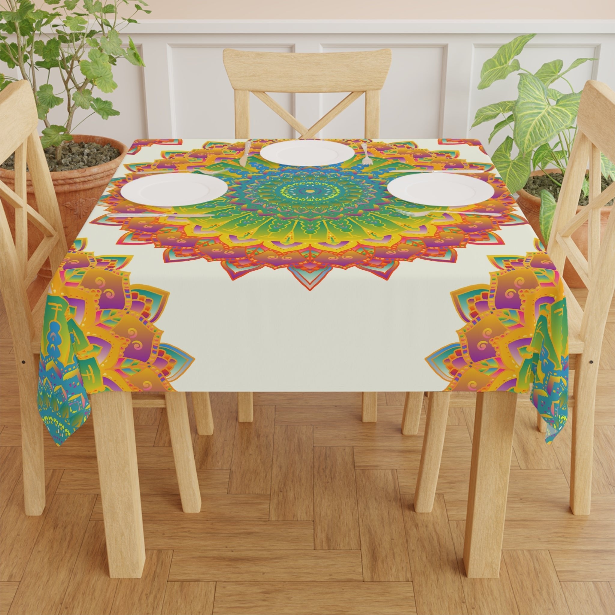 Intricate Mandala Tablecloth - Ivory Home Decor - Blululi