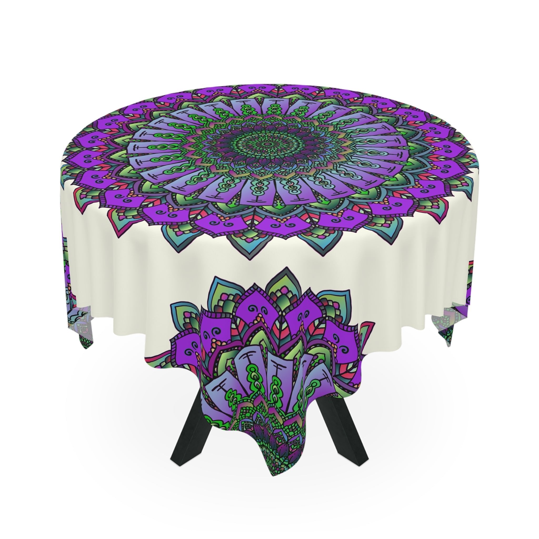 Intricate Mandala Tablecloth - Purple, Green & Blue Home Decor - Blululi