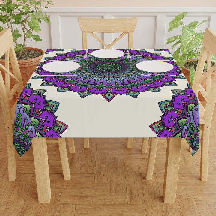 Intricate Mandala Tablecloth - Purple, Green & Blue Home Decor - Blululi