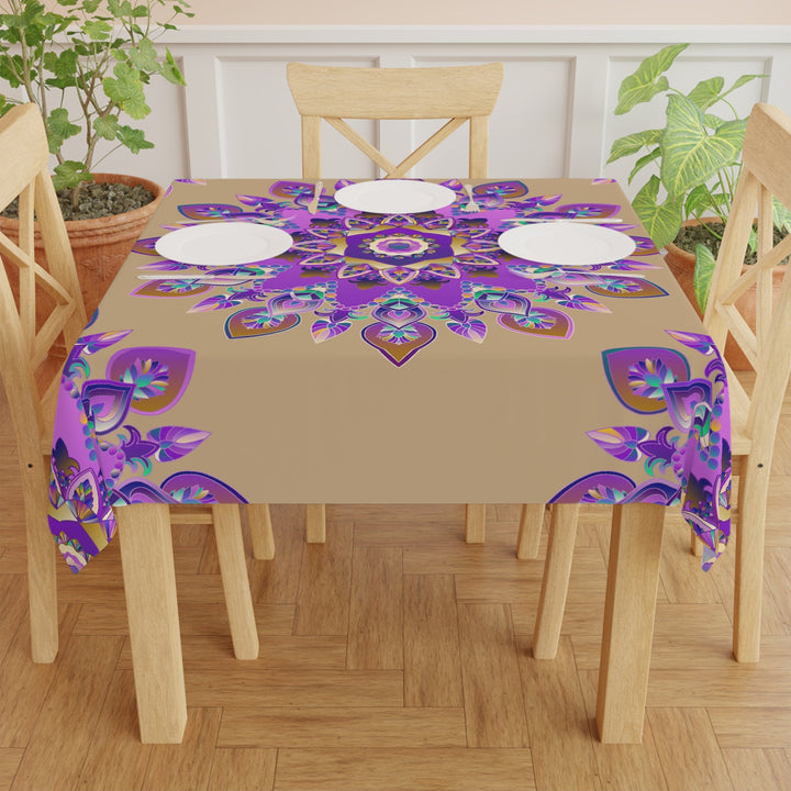 Intricate Mandala Tablecloth - Sand & Black Home Decor - Blululi