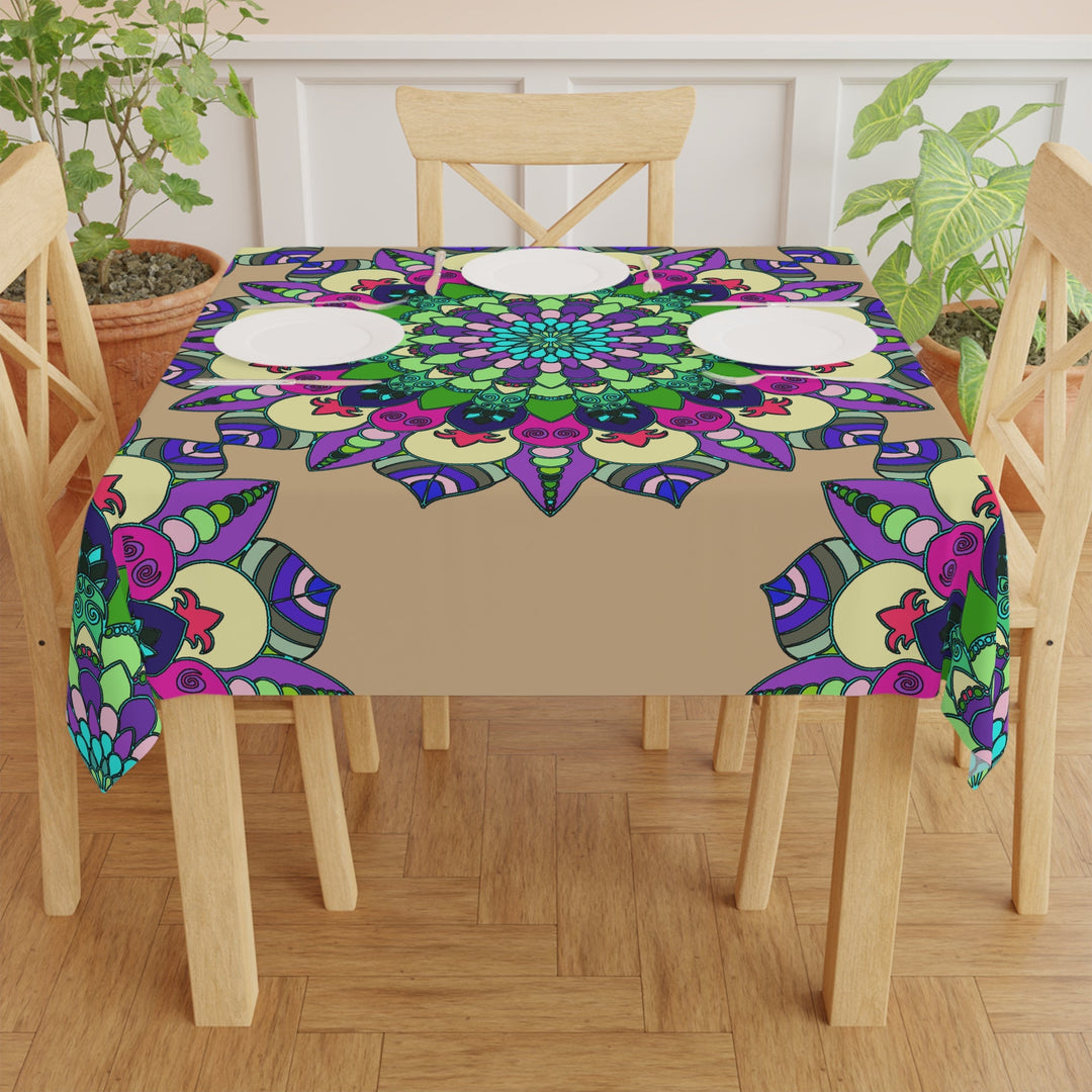 Intricate Mandala Tablecloth - Sand & Colorful Home Decor - Blululi